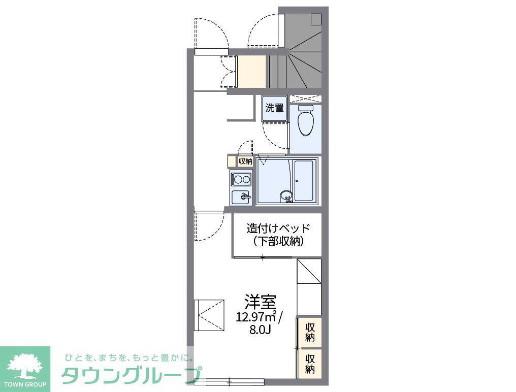レオパレスメルベーユ(1K/1階)の間取り写真