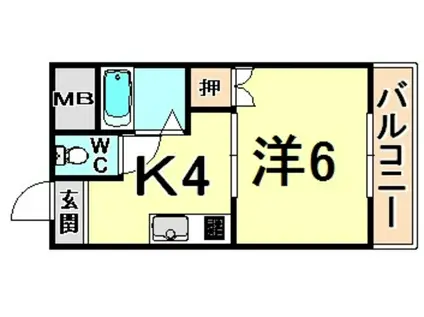ツカハイツかずた(1K/2階)の間取り写真