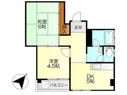 藤原本通ビル(2DK/4階)の間取り写真