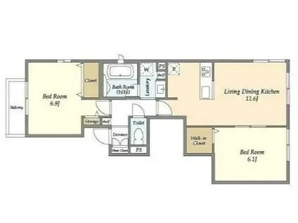 サンセリテ東が丘弐番館(2LDK/2階)の間取り写真