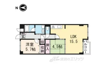 アーネスト西大路(2LDK/4階)の間取り写真