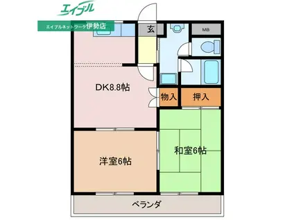 クレストール(2DK/2階)の間取り写真