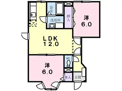 アバント加茂川(2LDK/1階)の間取り写真