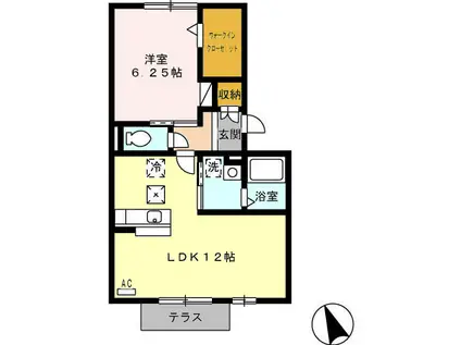 クラベール(1LDK/2階)の間取り写真