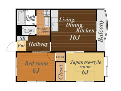 エストランドビル(2LDK/3階)の間取り写真