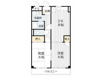 パインズプラーザ(2DK/1階)の間取り写真