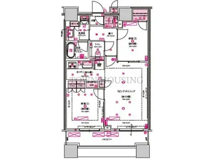 目黒第一マンションズ(2LDK/13階)の間取り写真