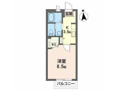 シャーメゾン・インターA(1K/1階)の間取り写真