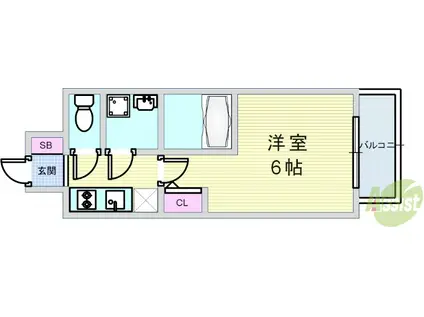 エスリードレジデンスグラン大阪福島ノース(1K/6階)の間取り写真