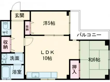 パインハイツ西芦屋(2LDK/1階)の間取り写真