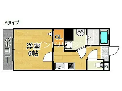 グランエクラ天下茶屋(1K/4階)の間取り写真