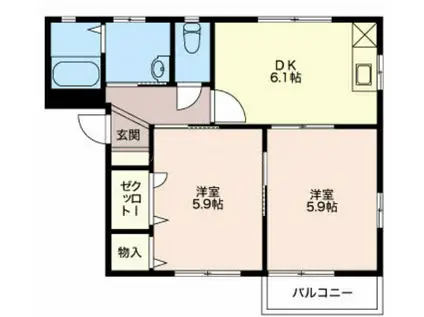 ディアスなかやA棟(2DK/2階)の間取り写真
