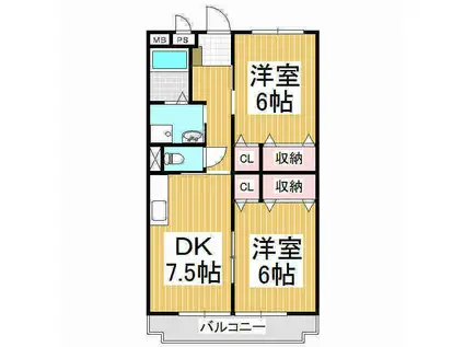 レスポワールB(2DK/3階)の間取り写真