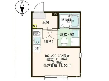 ハーモニーテラス北小岩XVII(ワンルーム/1階)の間取り写真