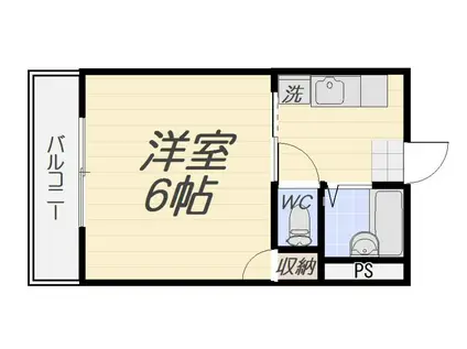 ステップビル(1K/2階)の間取り写真