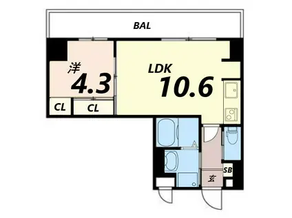 GLANZ高尾町(1LDK/8階)の間取り写真