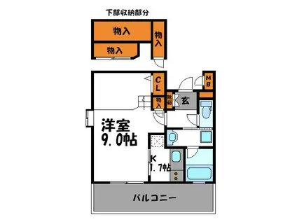 アクタス薬院III(1K/14階)の間取り写真
