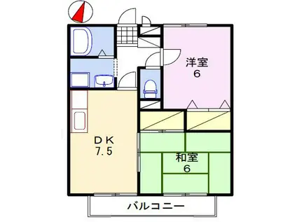 クレストみずほ(2DK/2階)の間取り写真