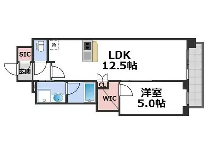 スプランディッド本町グラン(1LDK/9階)の間取り写真