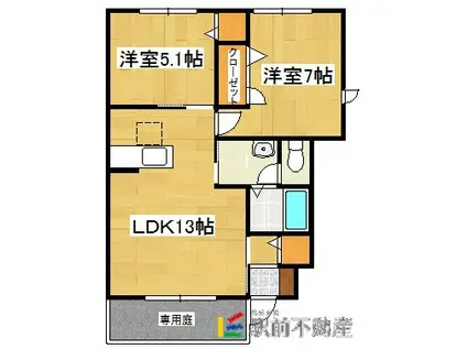 シャーメゾン本郷B棟(2LDK/1階)の間取り写真