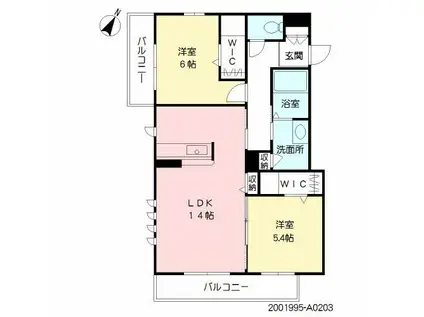 ベレオ那の川(2LDK/2階)の間取り写真