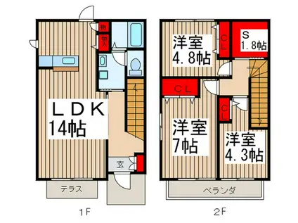 ドルフ桜丘II(3SLDK/1階)の間取り写真
