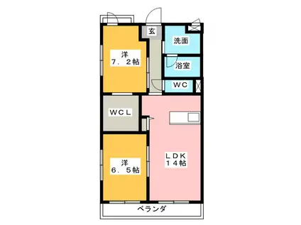 CLARINS(2LDK/4階)の間取り写真