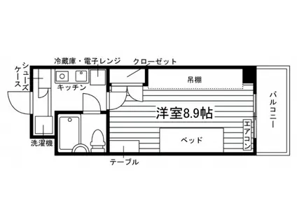 スチューデント永田(1K/2階)の間取り写真