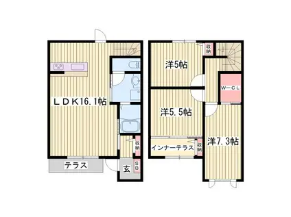 シャーメゾンレントII(3LDK/1階)の間取り写真