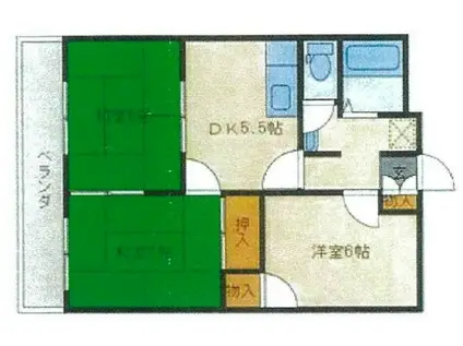 スカイやまもと(3DK/2階)の間取り写真