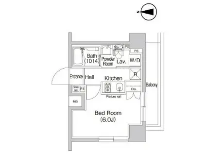 プラウドフラット富士見台(1K/5階)の間取り写真