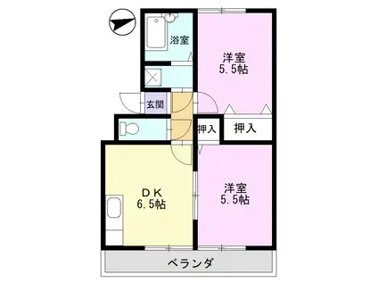 ガーデンハイツユタカ(2DK/1階)の間取り写真