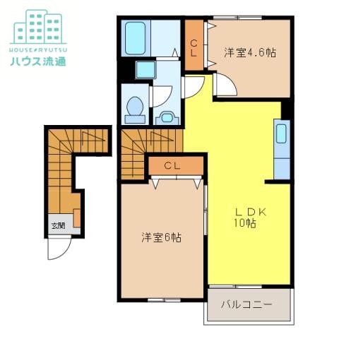 シャルマンYASURO(2LDK/2階)の間取り写真
