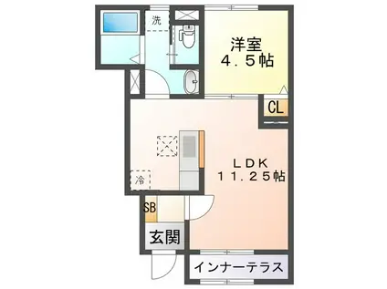 リーブルファイン大治田III1号棟(1LDK/1階)の間取り写真