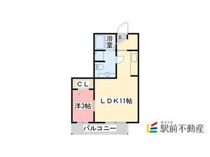 エルベ神園(1LDK/1階)の間取り写真