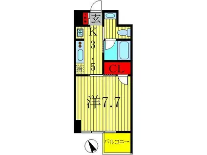 ザ・カシワ拾番(1K/7階)の間取り写真