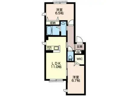 FAVORE茅ヶ崎(2LDK/1階)の間取り写真