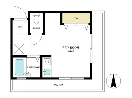 シンコウハイツ(ワンルーム/3階)の間取り写真
