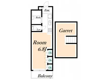 メルパラッツォ(ワンルーム/2階)の間取り写真