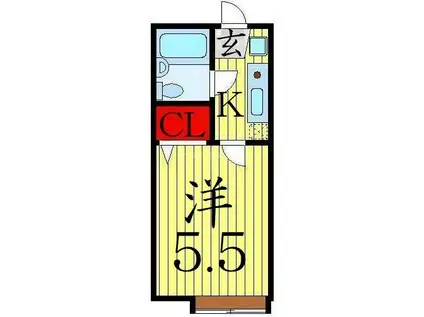 リバージュ北綾瀬(1K/1階)の間取り写真