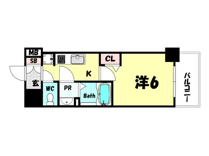 PRESSANCE三宮セントウエル(1K/6階)の間取り写真