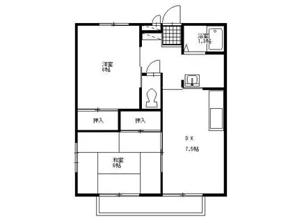 サンハイツ美園B(2DK/1階)の間取り写真