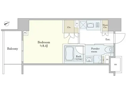 六本木一丁目   好立地 アクセス良好 (1K/2階)の間取り写真