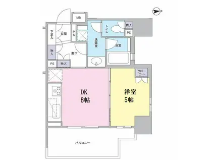 藤和シティホームズ台東御徒町ウェルブライト(1DK/5階)の間取り写真