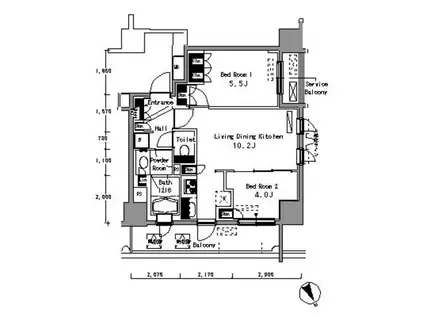 パークアクシス浅草橋(2LDK/13階)の間取り写真