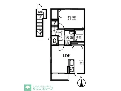 RUMBLE(1LDK/2階)の間取り写真