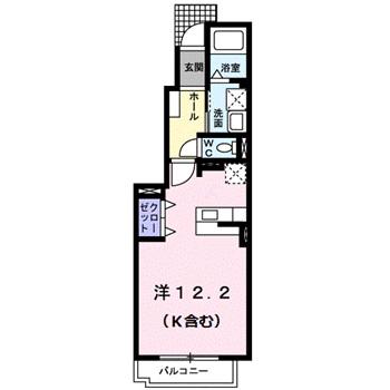 イーベルパーク(ワンルーム/1階)の間取り写真