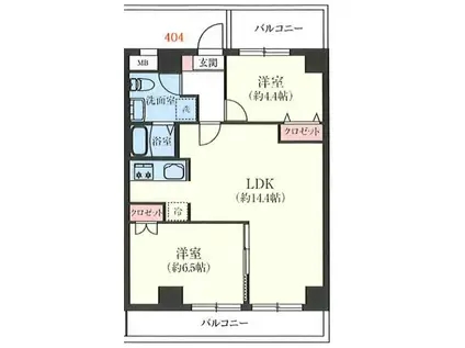 アノンテラス八景(2LDK/4階)の間取り写真