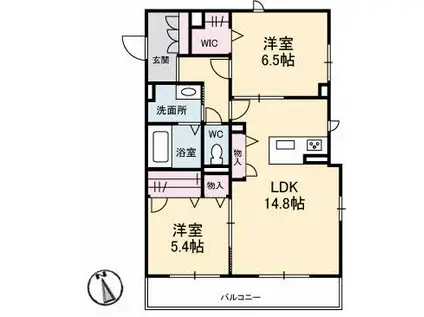 リバーフィールド(2LDK/2階)の間取り写真