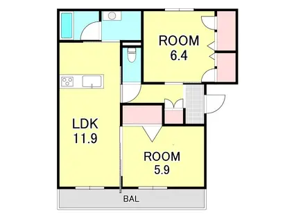 メゾン・ド・シャンス(2LDK/3階)の間取り写真